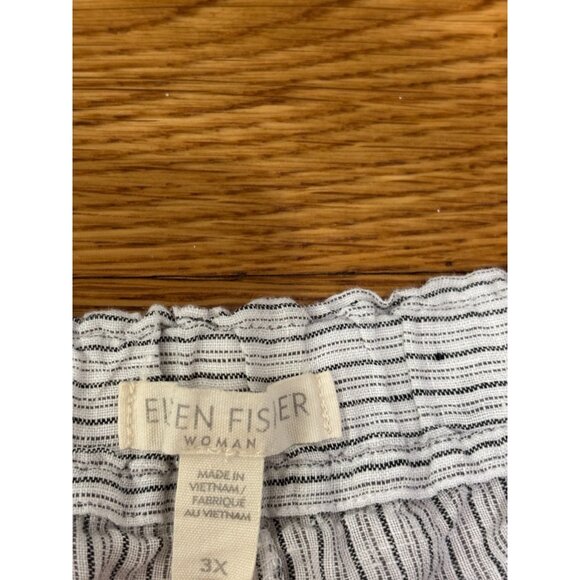 Eileen Fisher Womens 100% Linen Pants Crop Gray Striped Relaxed Coastal Plus 3X - Picture 3 of 5